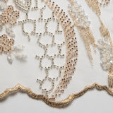 1 Yard Embroidered Beaded Lace Fabric with Sequins and Floral Pattern, 50/52" Wide, 100% Polyester