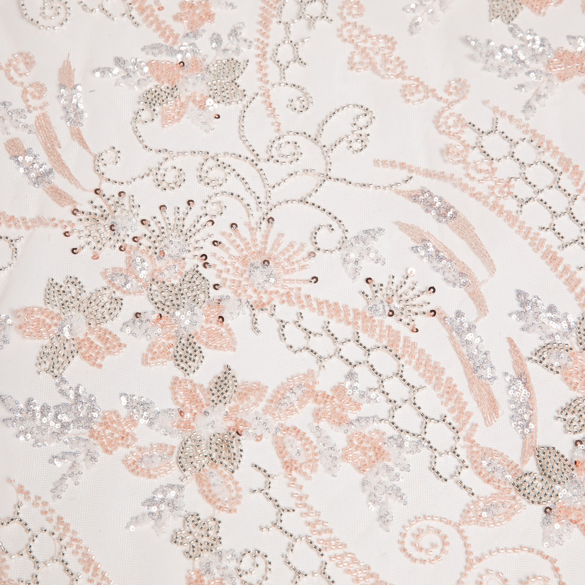 1 Yard Embroidered Beaded Lace Fabric with Sequins and Floral Pattern, 50/52" Wide, 100% Polyester