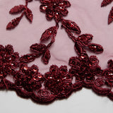 1 Yard 50/52" Wide 100% Polyester Embroidered Beaded & Sequined Lace Fabric