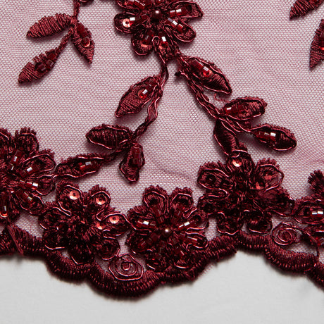 1 Yard 50/52" Wide 100% Polyester Embroidered Beaded & Sequined Lace Fabric