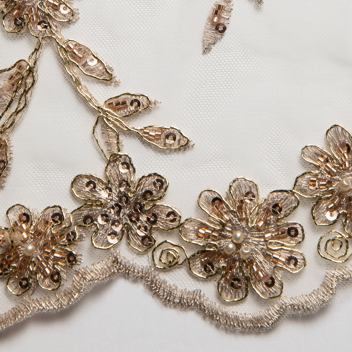 1 Yard 50/52" Wide 100% Polyester Embroidered Beaded & Sequined Lace Fabric