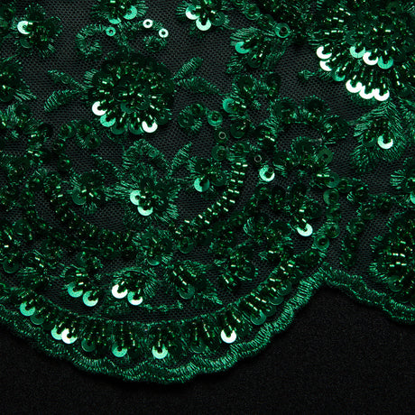 1 Yard Embroidered Beaded Sequined Lace Fabric with Intricate Pattern 50/52" Wide 100% Polyester Bridal & Gown Mesh