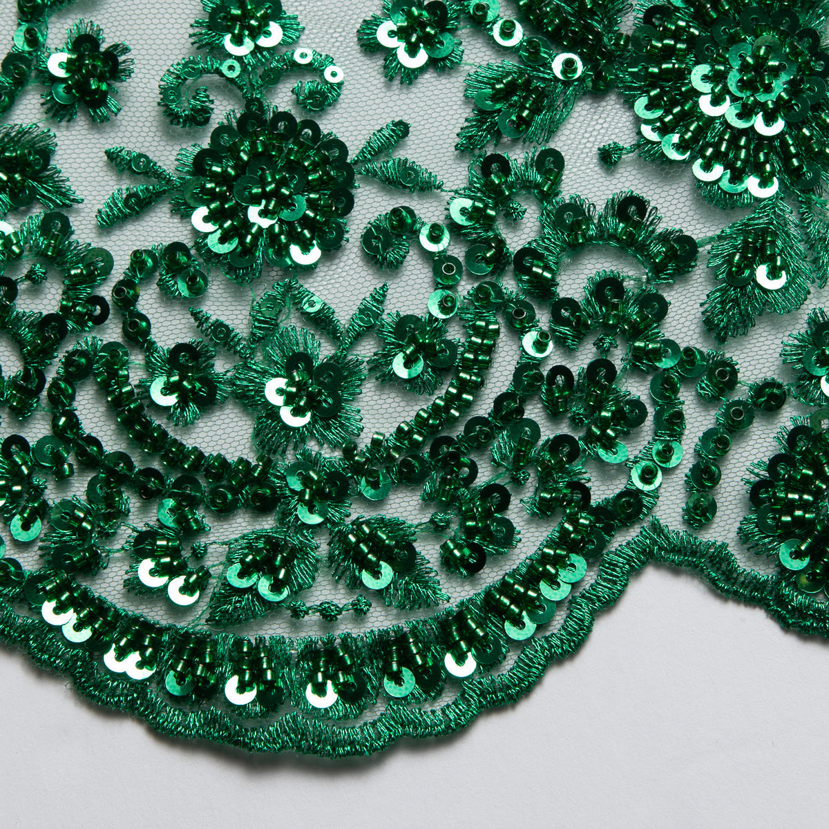 1 Yard Dazzling Embroidered Beaded Sequined Lace Fabric with Intricate Pattern 50/52" Wide