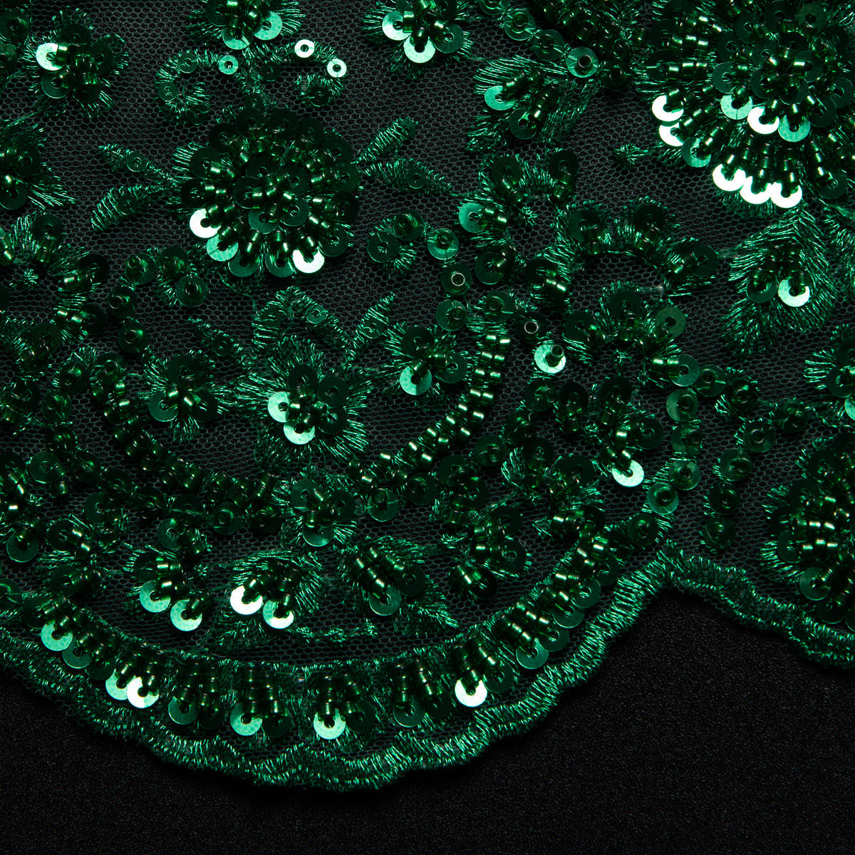 1 Yard Dazzling Embroidered Beaded Sequined Lace Fabric with Intricate Pattern 50/52" Wide
