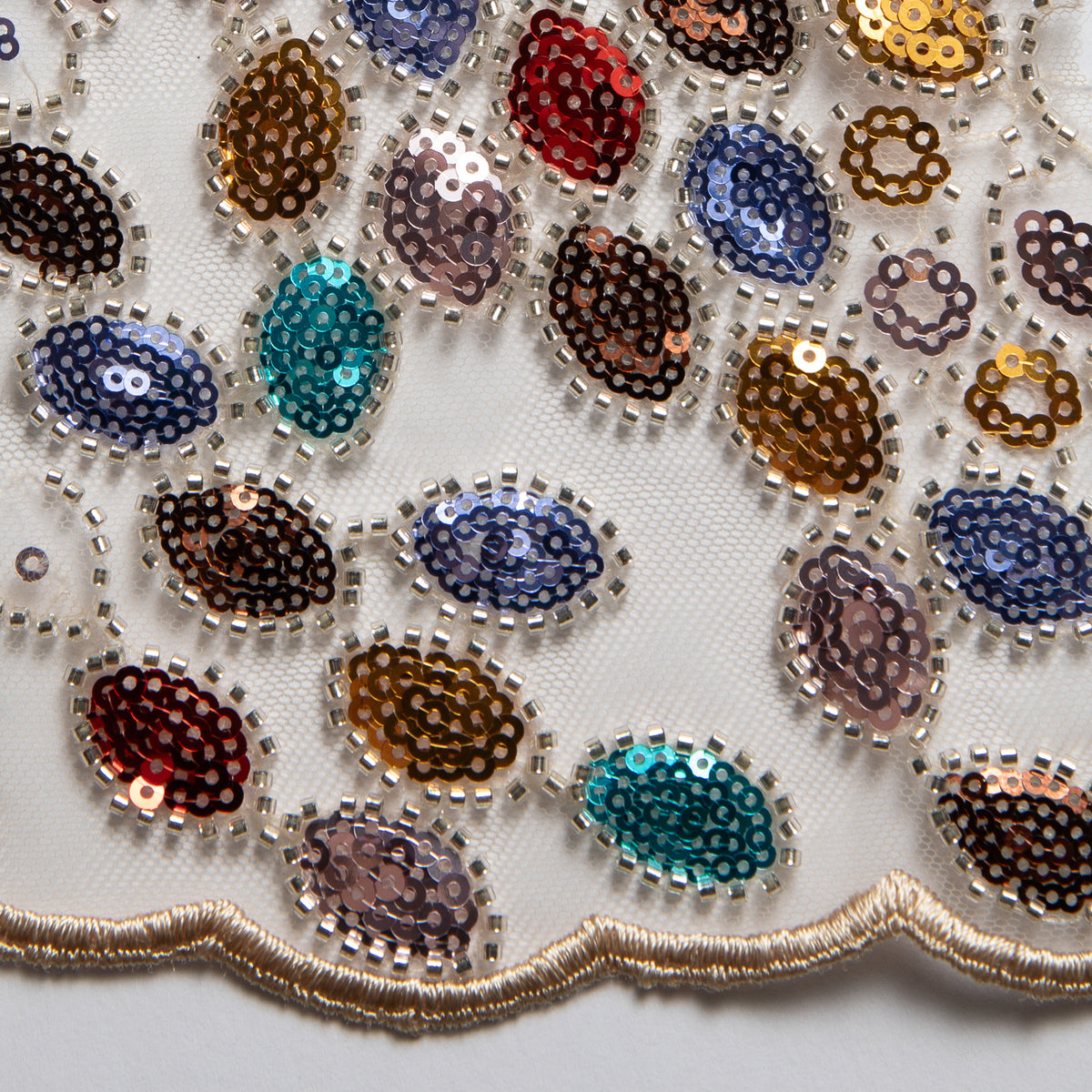 1 Yard Dazzling Polyester Embroidered Beaded Sequined Lace Fabric 50/52" Wide