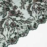 1 Yard Embroidered Beaded and Sequined Lace Fabric with Floral Pattern 50/52" Wide