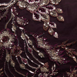 1 Yard Embroidered Beaded and Sequined Lace Fabric with Floral Pattern 50/52" Wide