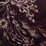 1 Yard Embroidered Beaded and Sequined Lace Fabric with Floral Pattern 50/52" Wide