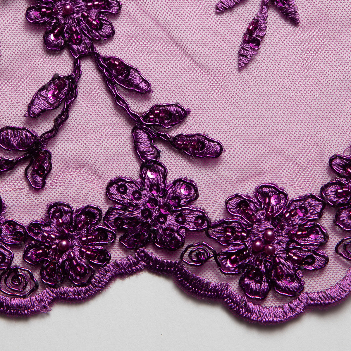 1 Yard 50/52" Wide 100% Polyester Embroidered Beaded & Sequined Lace Fabric