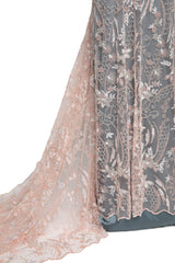 1 Yard Embroidered Beaded Lace Fabric with Sequins and Floral Pattern, 50/52" Wide, 100% Polyester
