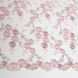 1 Yard 50/52" Wide Embroidered Beaded Sequined Lace Fabric with Genteel Floral Pattern Polyester