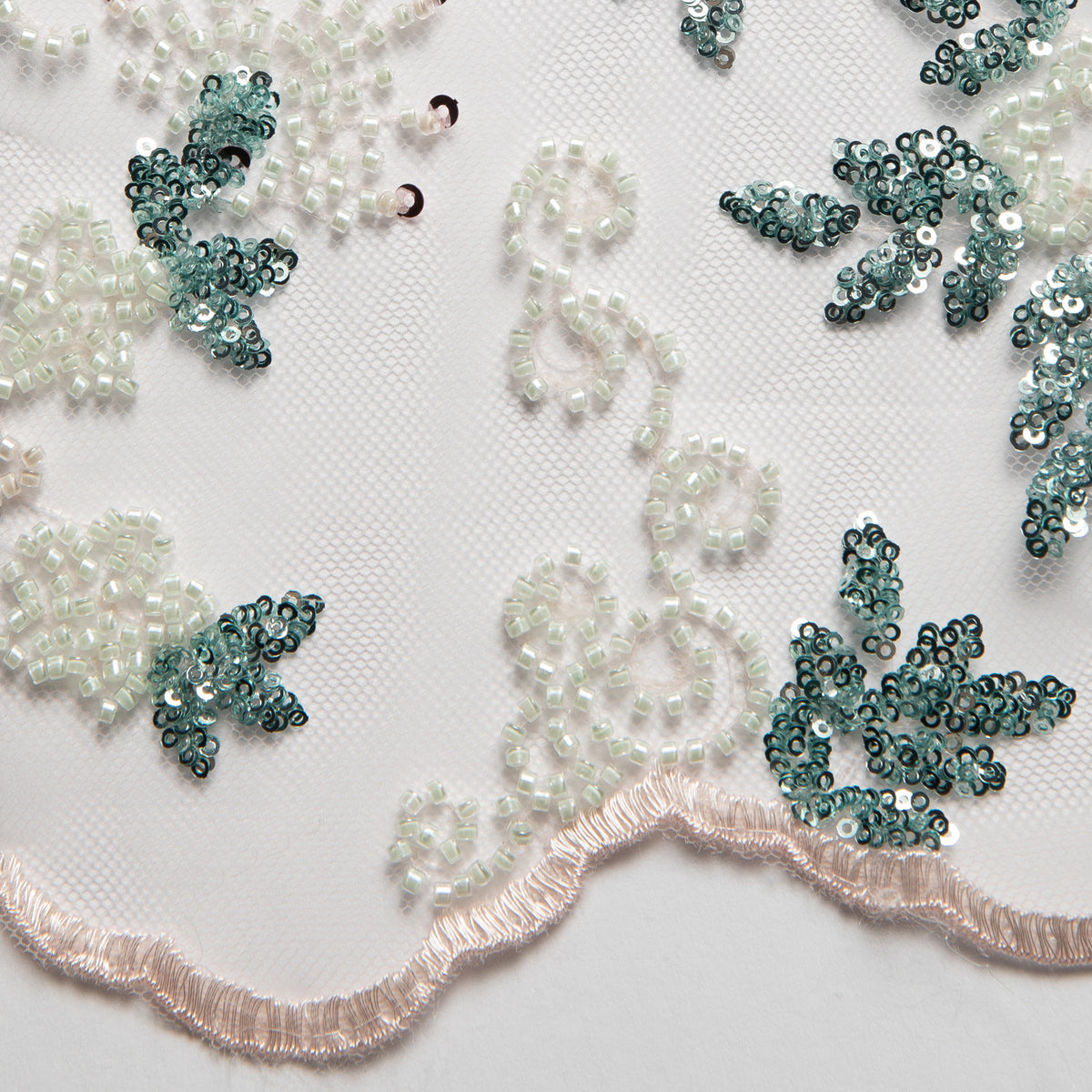 1 Yard Embroidered Beaded Lace Fabric with Sequins and Floral Pattern 100% Polyester 50/52" Wide