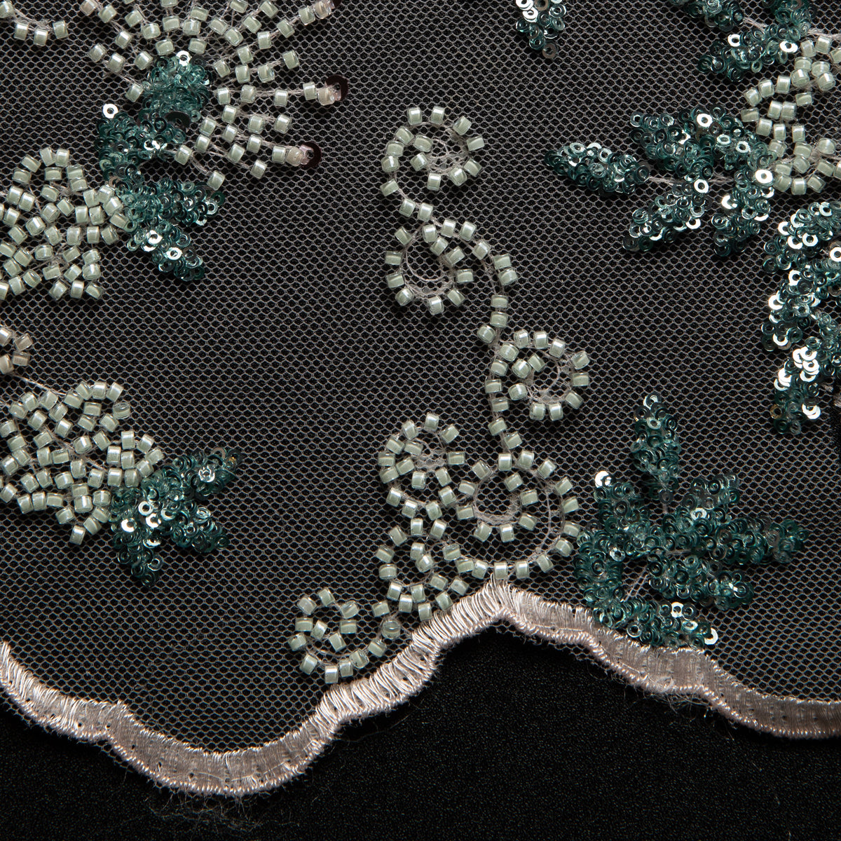 1 Yard Embroidered Beaded Lace Fabric with Sequins and Floral Pattern 100% Polyester 50/52" Wide