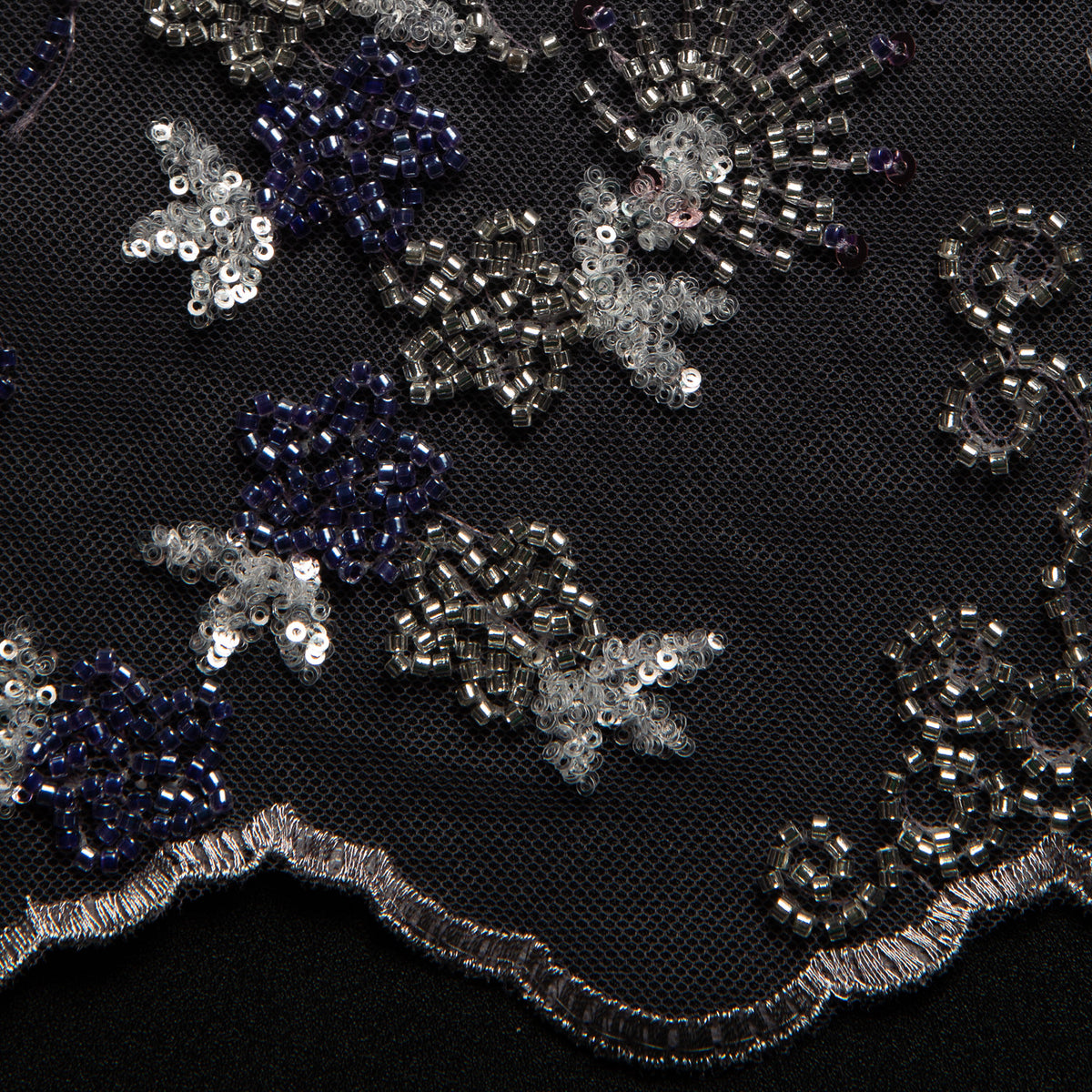 1 Yard Embroidered Beaded Lace Fabric with Sequins and Floral Pattern 100% Polyester 50/52" Wide