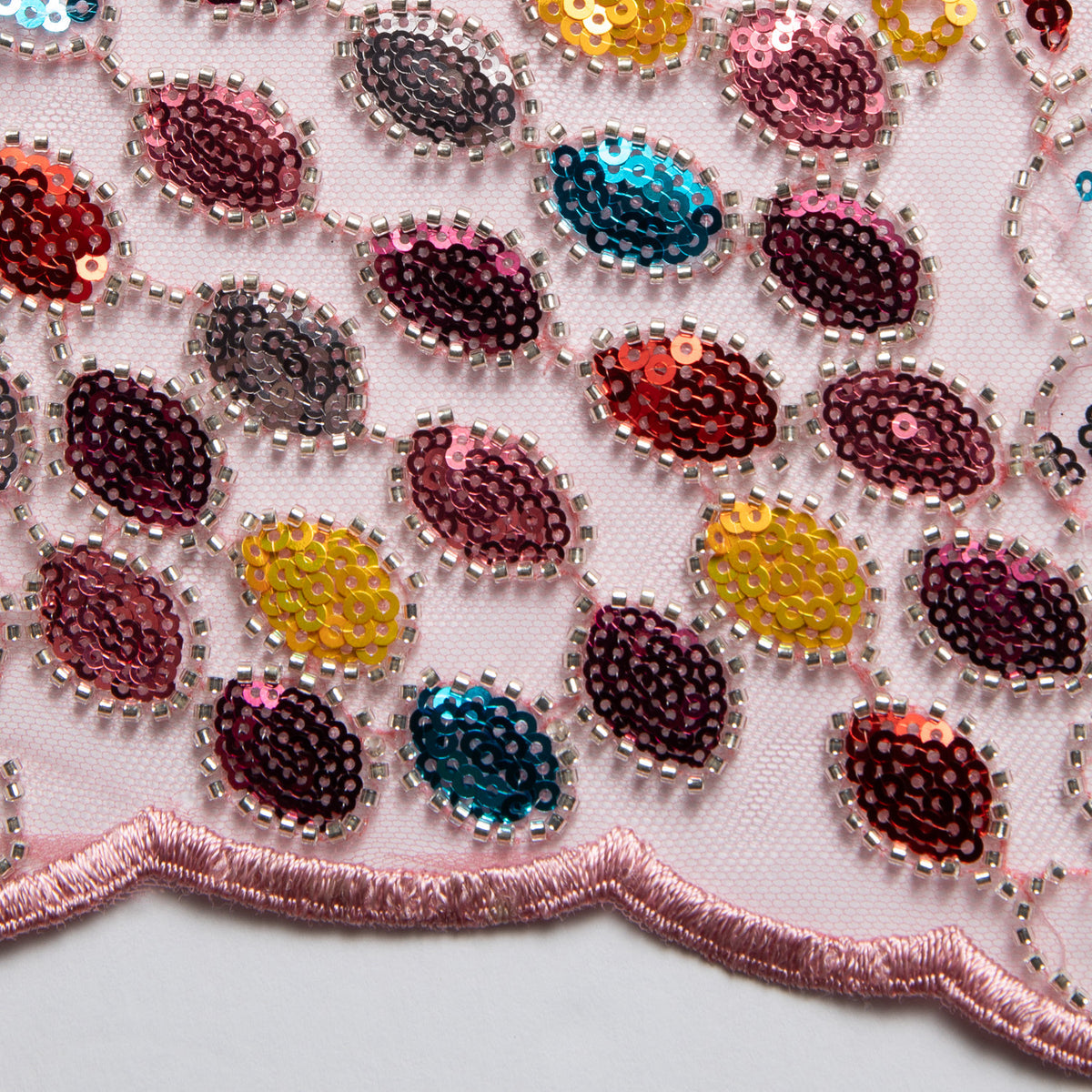 1 Yard Dazzling Polyester Embroidered Beaded Sequined Lace Fabric 50/52" Wide