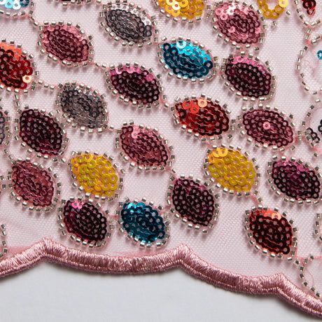 1 Yard Dazzling Polyester Embroidered Beaded Sequined Lace Fabric 50/52" Wide