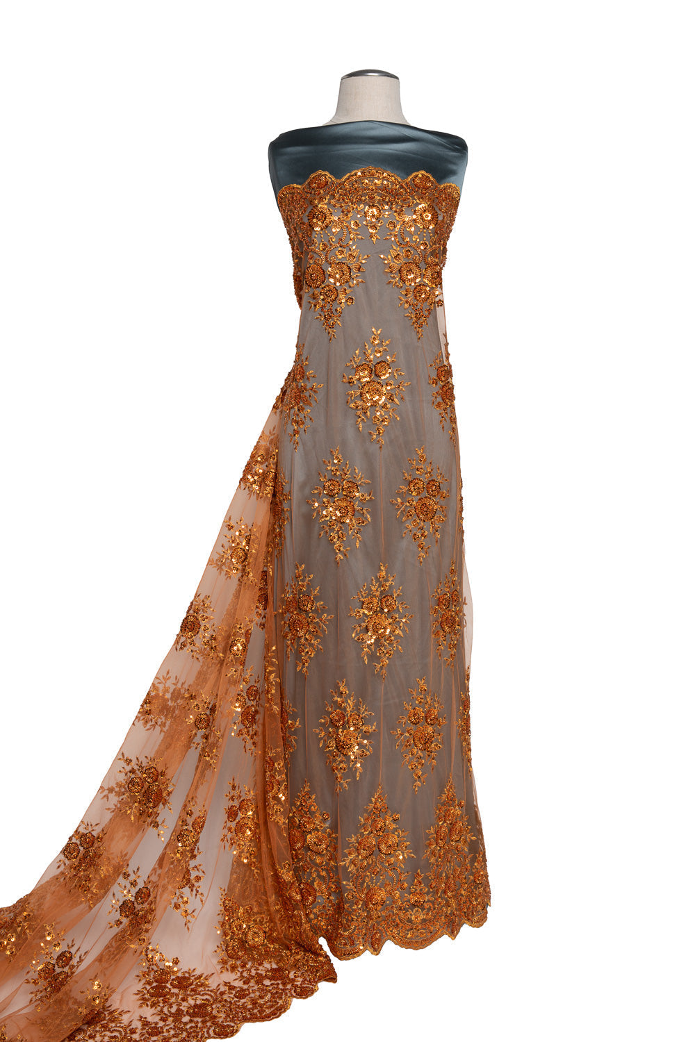 1 Yard Dazzling Embroidered Beaded Sequined Lace Fabric with Intricate Pattern 50/52" Wide