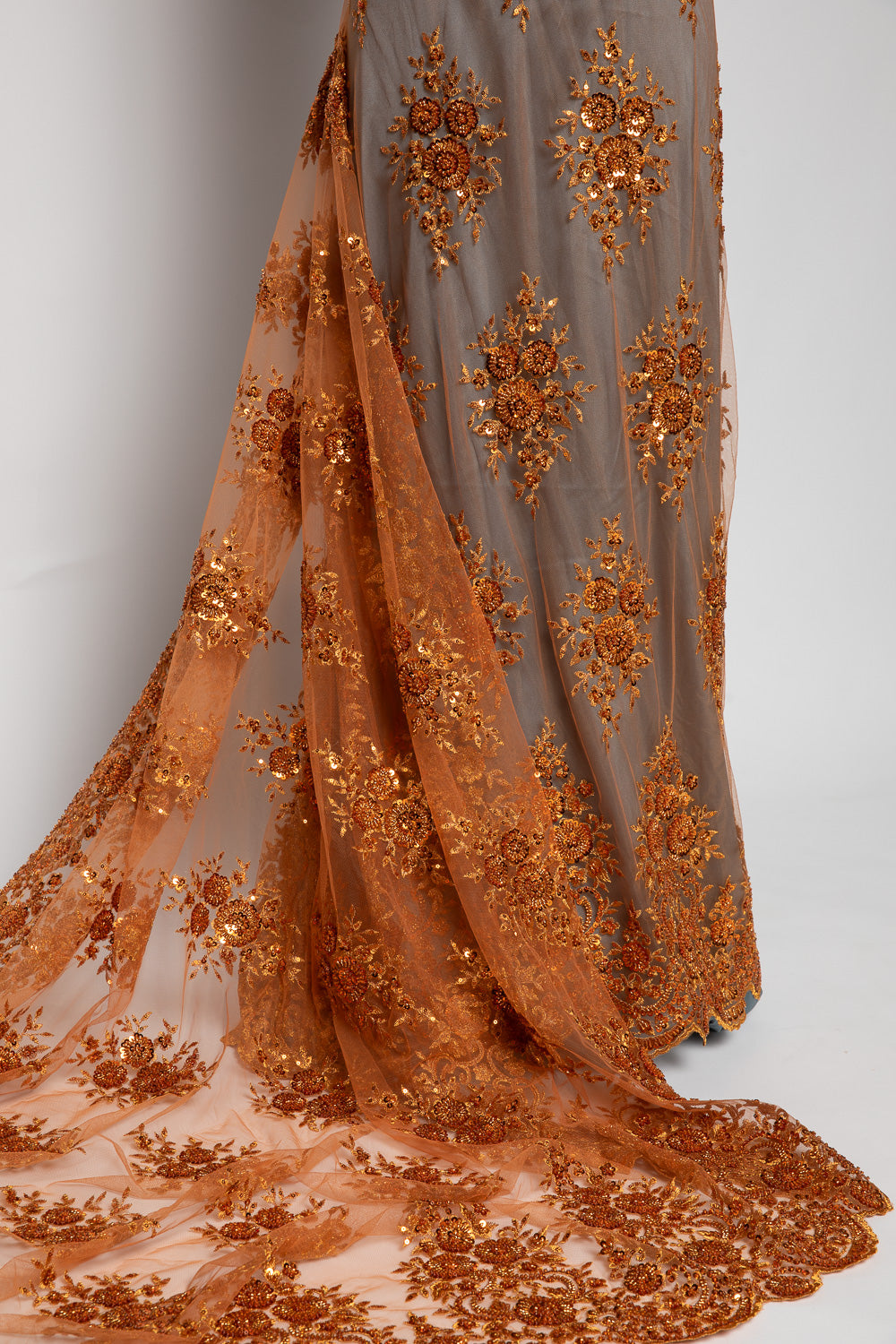 1 Yard Dazzling Embroidered Beaded Sequined Lace Fabric with Intricate Pattern 50/52" Wide