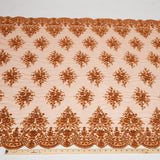 1 Yard Embroidered Beaded Sequined Lace Fabric with Intricate Pattern 50/52" Wide 100% Polyester Bridal & Gown Mesh