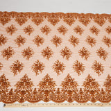 1 Yard Dazzling Embroidered Beaded Sequined Lace Fabric with Intricate Pattern 50/52" Wide