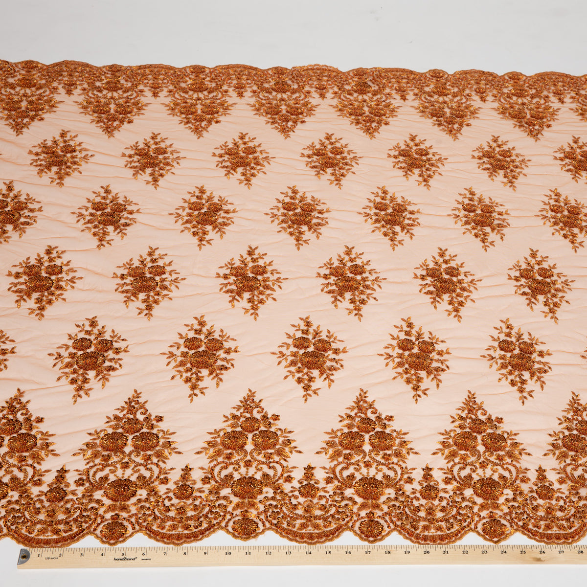 1 Yard Dazzling Embroidered Beaded Sequined Lace Fabric with Intricate Pattern 50/52" Wide