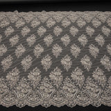 1 Yard Captivating Embroidered Beaded Sequined Lace Fabric with Intricate Pattern 50/52" Wide