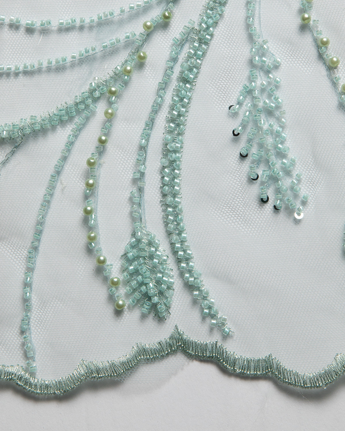 1 Yard Floral Embroidered Beaded & Sequined Lace Fabric 50/52" Wide Polyester for Wedding & Evening Gowns