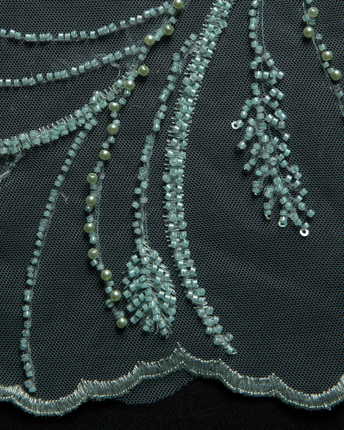 1 Yard Floral Embroidered Beaded & Sequined Lace Fabric 50/52" Wide Polyester for Wedding & Evening Gowns