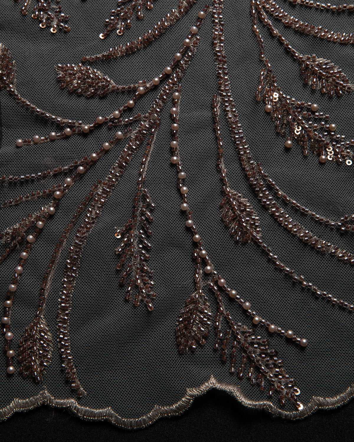 1 Yard Embroidered Beaded & Sequined Lace Fabric with Floral Pattern, 50/52" Wide 100% Polyester