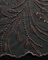 1 Yard Embroidered Beaded & Sequined Lace Fabric with Floral Pattern, 50/52" Wide 100% Polyester