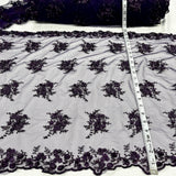 1 Yard Beaded Double Sided 3D Floral Lace Trimming 100% Polyester Net Mesh 21" Wide