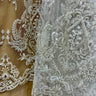 1 Yard Elegant Beaded Lace Fabric Embroidered on Polyester Net Mesh 50” Wide
