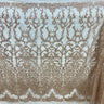 1 Yard Rose Gold Beaded Lace Fabric, Embroidered Polyester Mesh, 52" Wide,