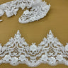 1 Yard Embroidered on 100% Polyester Net Mesh 7" Wide Beaded & Corded Floral Lace Trimming