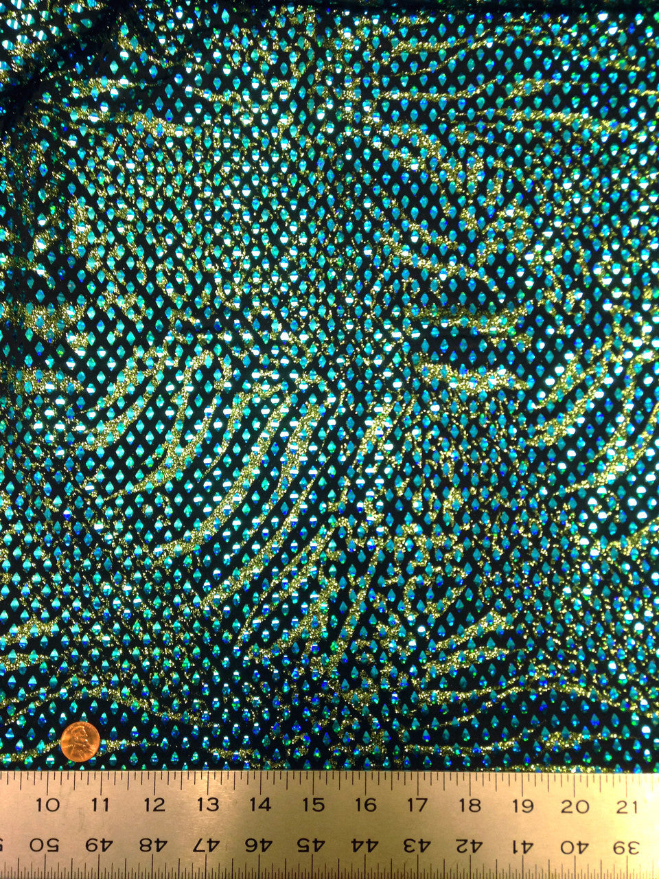 Shiny Diamond Faux Sequins Glitter Waves Polyester Spandex Fabric - Black/Teal, Green, Purple, Fuchsia, Red, Diamond Pattern, 58-60" Width