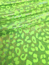 Cheetah Pattern Shiny Rainbow Pebble Foil On Bright Heavy Stretch Nylon Spandex Fabric - Black, Lime Green, Neon Fuchsia, Purple, Cheetah Pattern, 58" - 60" Wide