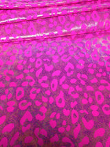 Cheetah Pattern Shiny Rainbow Pebble Foil On Bright Heavy Stretch Nylon Spandex Fabric - Black, Lime Green, Neon Fuchsia, Purple, Cheetah Pattern, 58" - 60" Wide