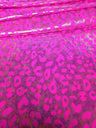 Cheetah Pattern Shiny Rainbow Pebble Foil On Bright Heavy Stretch Nylon Spandex Fabric - Black, Lime Green, Neon Fuchsia, Purple, Cheetah Pattern, 58" - 60" Wide