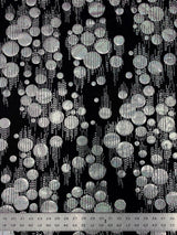 Polyester Spandex Fabric - Hologram Circles Design, Black/Red, Black/Gold, Black/Silver, 58"-60" Width