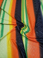Polyester Single Spun 2 Ways Stretch Fabric - Clear Shiny Foil Stripes Design, 58/60" Width