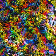 Holographic Shiny Reflective Graffiti Nylon-Spandex Stretch Fabric - Colorful Graffiti Burst, 57" Wide