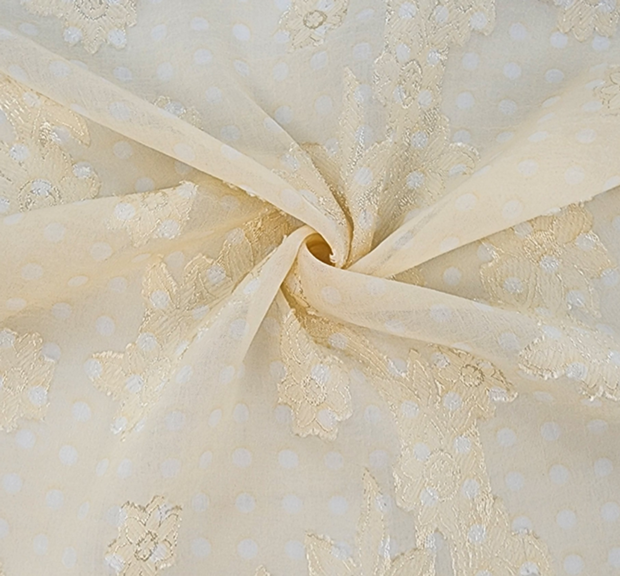 1 Yard Sheer Banana Floral Jacquard Chiffon Apparel Fabric 57 Inch Width