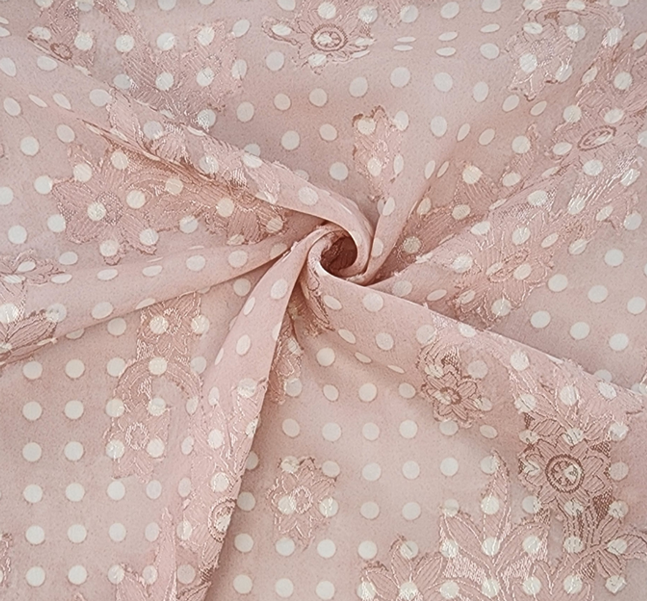 1 Yard Blush Floral Jacquard Chiffon Fabric 57/58" Wide Lightweight Sheer Polyester for Apparel & Crafts