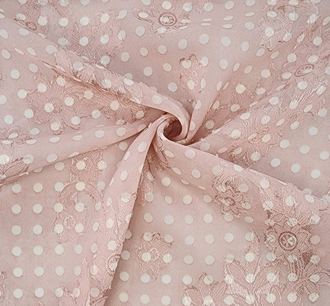 Floral Jacquard Chiffon 1D1234 Blush Polyester Fabric - Floral Jacquard, Blush, 57/58" Width