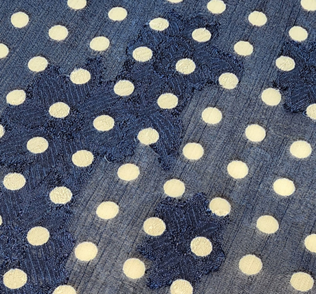 1 Yard Sheer Navy Blue Floral Jacquard Chiffon Fabric 57 Inch Width