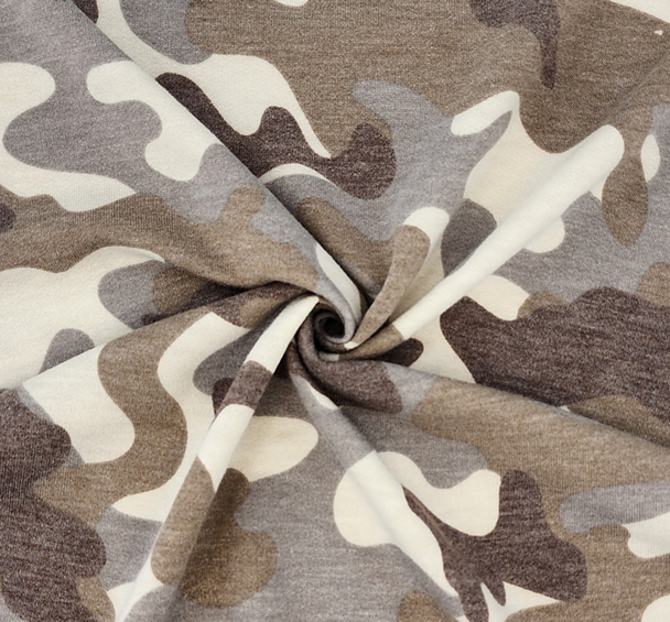 1 Yard Taupe French Terry Fabric Lightweight Stretch Knit 58/60 Inches
