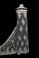 1 Yard Elegant Embroidered Tulle Lace Fabric with Exquisite Design 50/52" Wide
