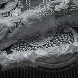 1 Yard Tulle Lace Fabric with Embroidery and Tape Work, 52" Wide