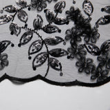 1 Yard Designer Tulle Lace Fabric with Intricate Tape Work and Floral Motif – 52" Wide