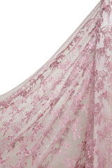 1 Yard Elegant Spider Mesh Lace Fabric with 3D Floral Embroidery & Sequins, 50/52" Wide, 100% Polyester